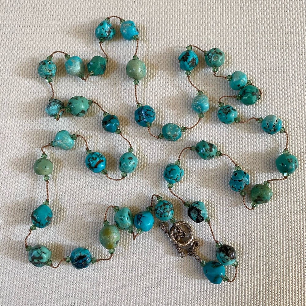 MARGO MORRISON TURQUOISE NECKLACE 36” HANDMADE